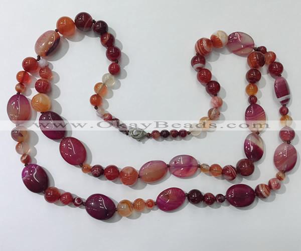 CGN585 23.5 inches striped agate gemstone beaded necklaces