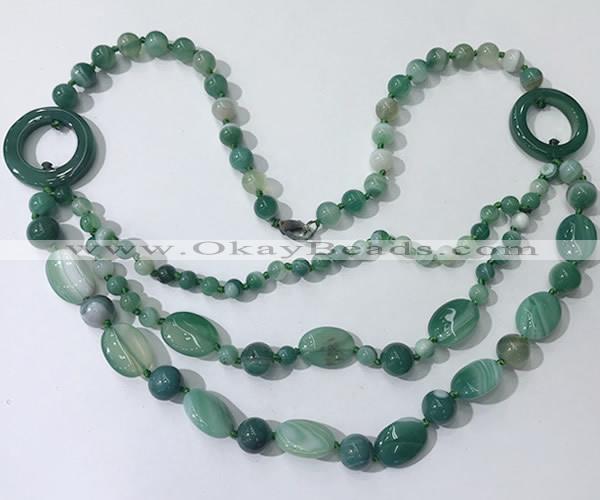 CGN600 23.5 inches striped agate gemstone beaded necklaces