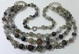 CGN620 24 inches chinese crystal & striped agate beaded necklaces