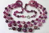 CGN623 24 inches chinese crystal & striped agate beaded necklaces