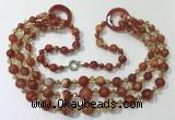 CGN625 24 inches chinese crystal & striped agate beaded necklaces