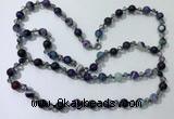 CGN663 22 inches chinese crystal & striped agate beaded necklaces