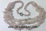 CGN670 22 inches stylish rose quartz beaded necklaces wholesale