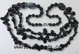 CGN687 23.5 inches chinese crystal & black agate beaded necklaces