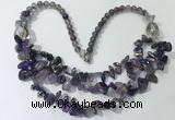 CGN697 22.5 inches chinese crystal & amethyst beaded necklaces