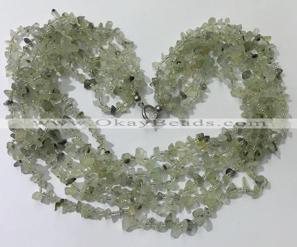 CGN722 19.5 inches stylish 6 rows prehnite chips necklaces