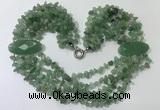 CGN765 20 inches stylish 6 rows green aventurine chips necklaces