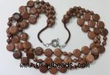 CGN800 23.5 inches stylish 3 rows round & coin goldstone necklaces