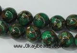 CGO103 15.5 inches 10mm round gold green color stone beads