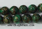 CGO104 15.5 inches 12mm round gold green color stone beads