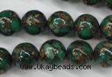 CGO106 15.5 inches 16mm round gold green color stone beads