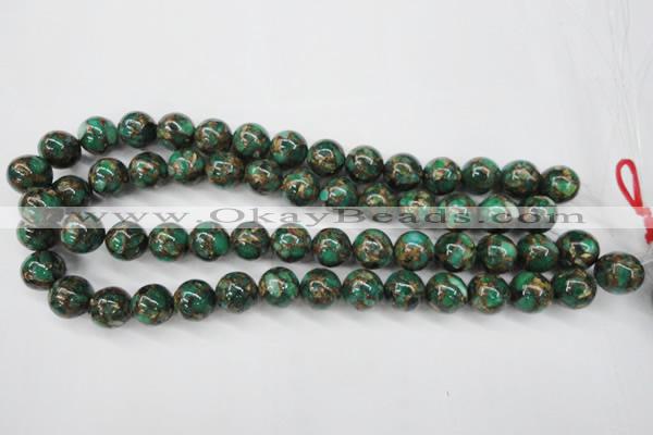 CGO106 15.5 inches 16mm round gold green color stone beads