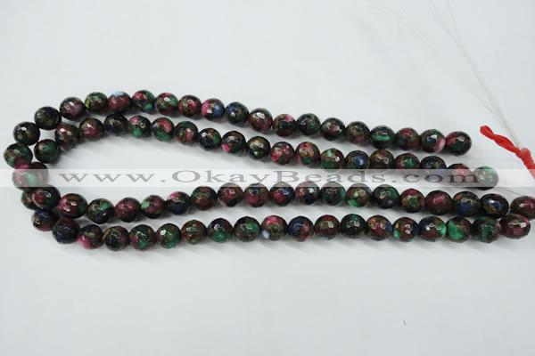 CGO12 15.5 inches 8mm faceted round gold multi-color stone beads