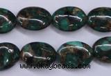 CGO148 15.5 inches 13*18mm oval gold green color stone beads