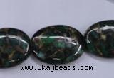 CGO150 15.5 inches 18*25mm oval gold green color stone beads