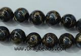 CGO163 15.5 inches 10mm round gold blue color stone beads