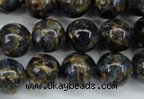 CGO167 15.5 inches 18mm round gold blue color stone beads