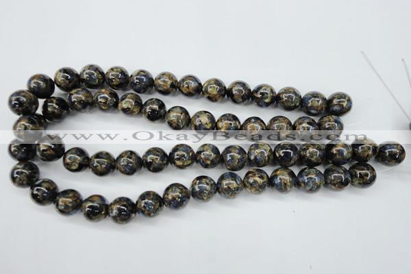 CGO167 15.5 inches 18mm round gold blue color stone beads