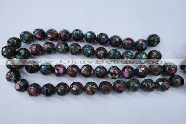 CGO18 15.5 inches 18mm faceted round gold multi-color stone beads