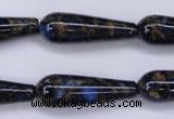 CGO188 15.5 inches 8*20mm teardrop gold blue color stone beads