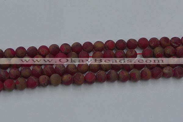 CGO253 15.5 inches 10mm round matte gold multi-color stone beads