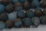 CGO257 15.5 inches 8mm round matte gold multi-color stone beads