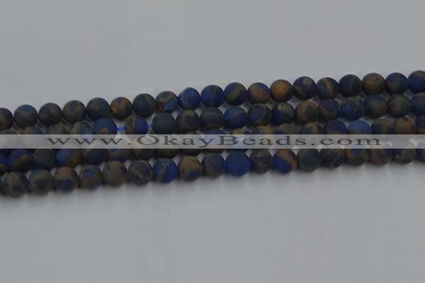 CGO262 15.5 inches 8mm round matte gold multi-color stone beads