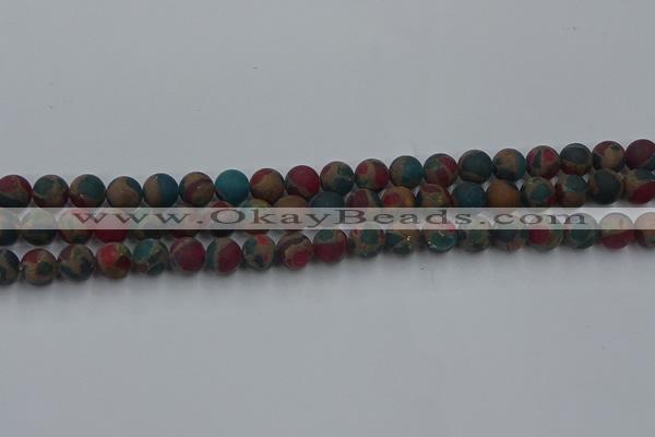 CGO266 15.5 inches 6mm round matte gold multi-color stone beads