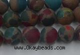 CGO267 15.5 inches 8mm round matte gold multi-color stone beads