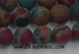 CGO268 15.5 inches 10mm round matte gold multi-color stone beads