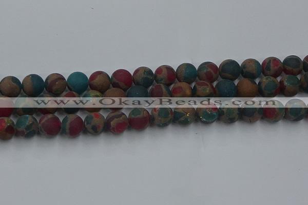 CGO269 15.5 inches 12mm round matte gold multi-color stone beads