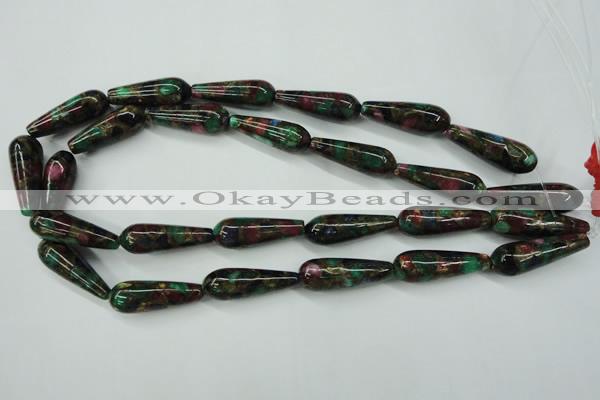 CGO28 15.5 inches 8*20mm teardrop gold multi-color stone beads