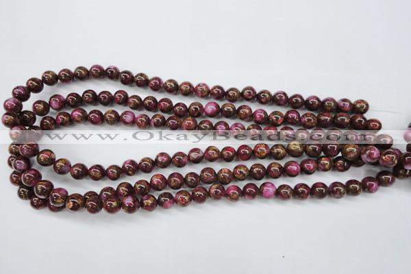 CGO53 15.5 inches 8mm round gold red color stone beads