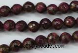 CGO63 15.5 inches 8mm faceted round gold red color stone beads