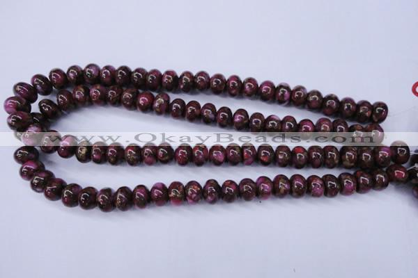 CGO72 15.5 inches 8*12mm rondelle gold red color stone beads