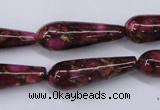 CGO78 15.5 inches 8*20mm teardrop gold red color stone beads