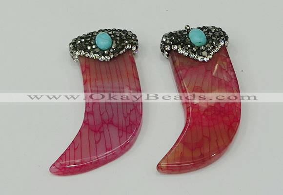 CGP123 25*58mm horn agate gemstone pendants wholesale