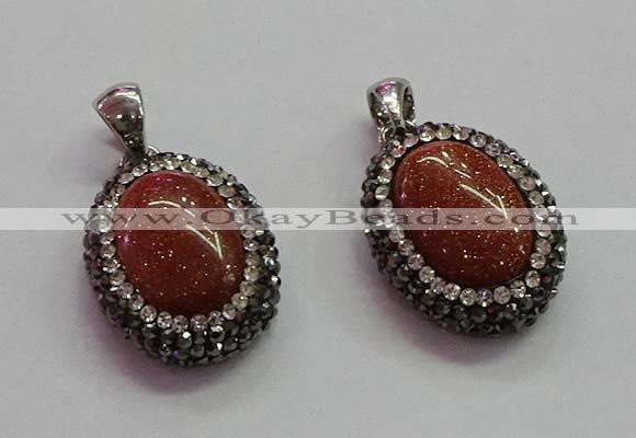 CGP1509 18*25mm oval goldstone pendants wholesale