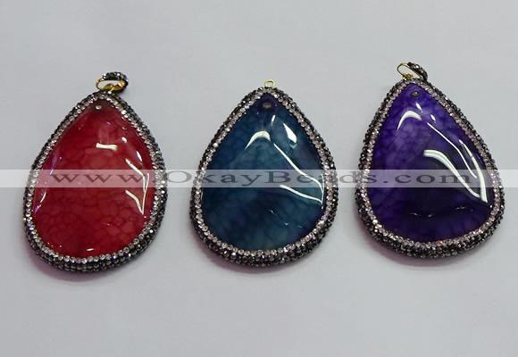 CGP1547 40*60mm flat teardrop agate pendants wholesale