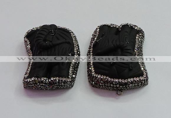 CGP1567 35*45mm carved black obsidian pendants wholesale