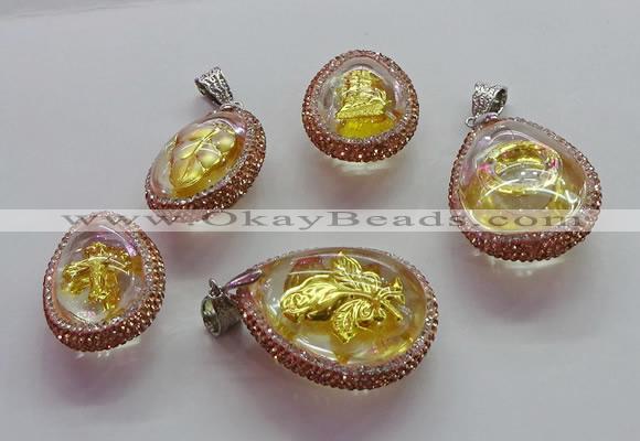 CGP1600 25*35mm - 30*40mm teardrop crystal glass pendants