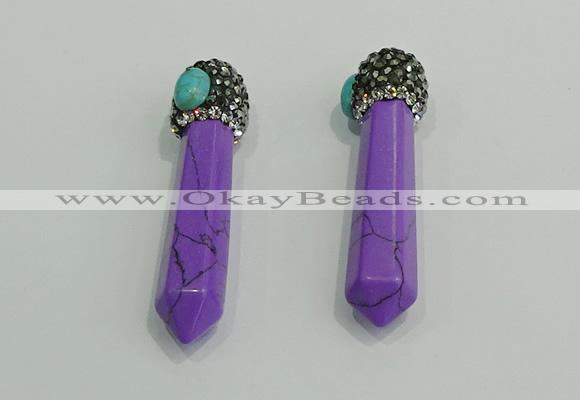 CGP170 10*55mm sticks turquoise gemstone pendants wholesale