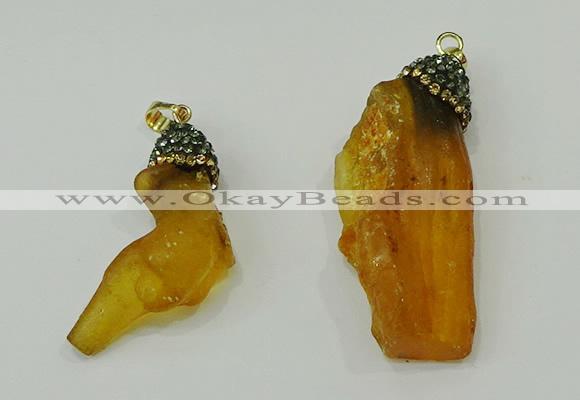 CGP200 10*30mm - 15*45mm nuggets synthetic amber pendants