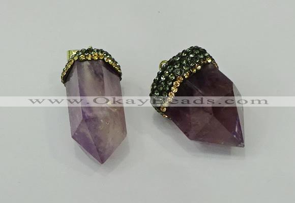 CGP212 15*30mm - 20*35mm bullet amethyst gemstone pendants