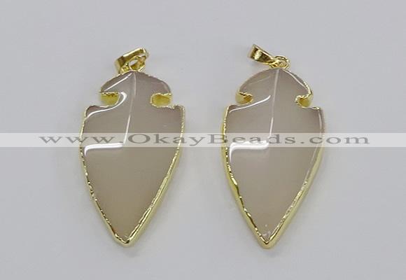 CGP3001 22*45mm arrowhead agate gemstone pendants wholesale