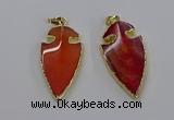 CGP3004 22*45mm arrowhead agate gemstone pendants wholesale