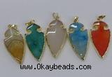 CGP3008 22*45mm arrowhead agate gemstone pendants wholesale