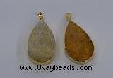 CGP3016 28*50mm flat teardrop fossil coral pendants wholesale