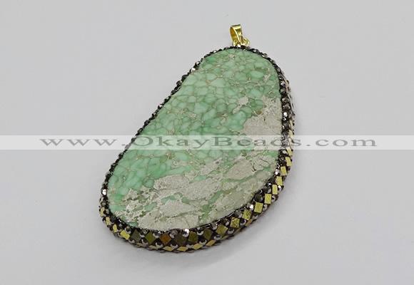 CGP3026 35*50mm - 40*65mm freeform green apple jasper pendants