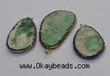 CGP3028 35*50mm - 40*65mm freeform green apple jasper pendants